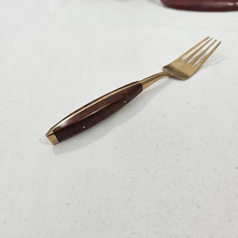 Vintage Mid-Century Tonys Gems Thailand Brass Bronze Flatware 30 Piece Set & Box - Picture 11 of 15
